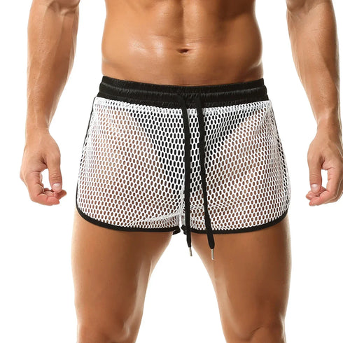 Men's See-Through Fishnet Swim Trunks - MiamiTeenyWeenyBikini.Com