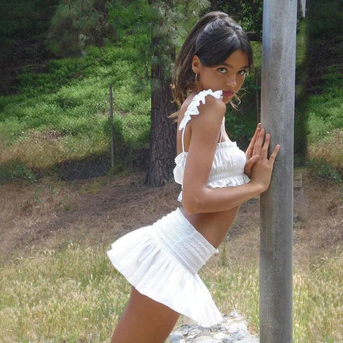 Low Rise Mini Skirt and Crop Top Set - MiamiTeenyWeenyBikini.Com