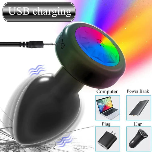 LED Colorful Light Wireless Remote Control Vibrator Butt Plug - MiamiTeenyWeenyBikini.Com