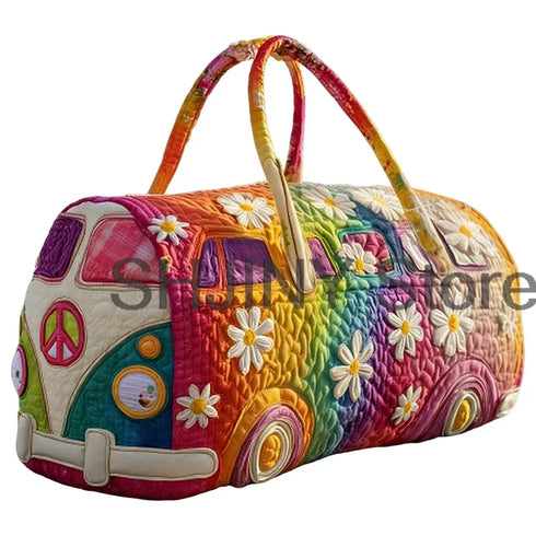 Men's 2026 Camping Trailer Quilted Duffle Bag Unisex Casual Daypack Women Weekender Travel Handbag
