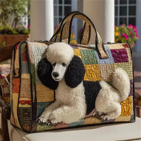 Poodle Dogs Quilted Duffle Bag Funny Retro Travel Tote Handbag Men Women Outdoor Weekender Bag - MiamiTeenyWeenyBikini.Com.