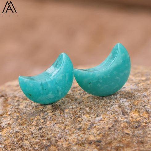 Natural Stone Moon Stud Earrings - MiamiTeenyWeenyBikini.Com