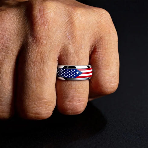 American Flag Stainless Steel Ring - MiamiTeenyWeenyBikini.Com