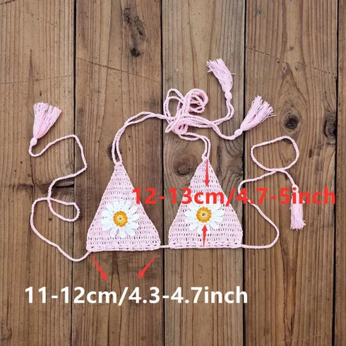 Handmade Crochet Sunflower Bikini Set - MiamiTeenyWeenyBikini.Com