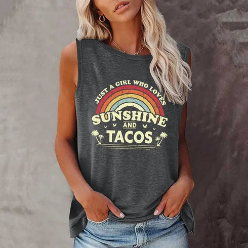 Just A Girl Who Loves Sunshine and Tacos Top - MiamiTeenyWeenyBikini.Com