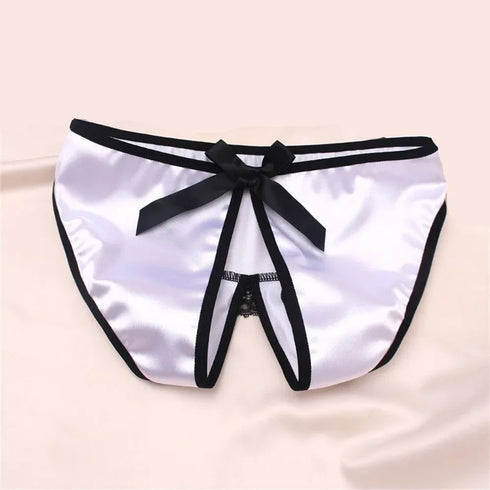 Smooth Satin Open Crotch Panties - MiamiTeenyWeenyBikini.Com