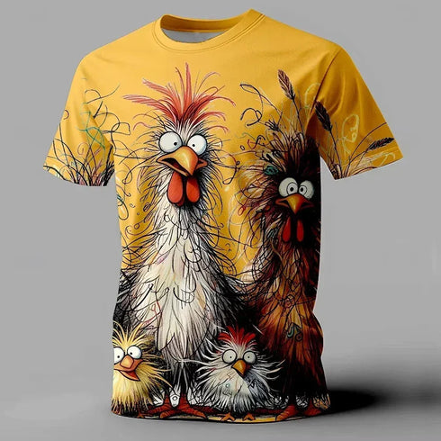 Rooster 3D Print Short Sleeve T-Shirt - MiamiTeenyWeenyBikini.Com