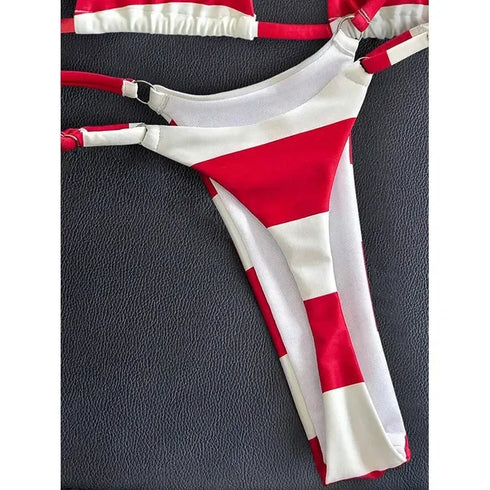Stripe Brazilian Bikini Set - MiamiTeenyWeenyBikini.Com