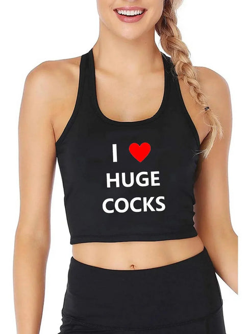 I Love Huge Cocks Crop Top - MiamiTeenyWeenyBikini.Com