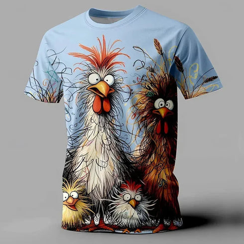 Rooster 3D Print Short Sleeve T-Shirt - MiamiTeenyWeenyBikini.Com