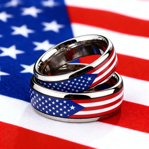 American Flag Stainless Steel Ring - MiamiTeenyWeenyBikini.Com