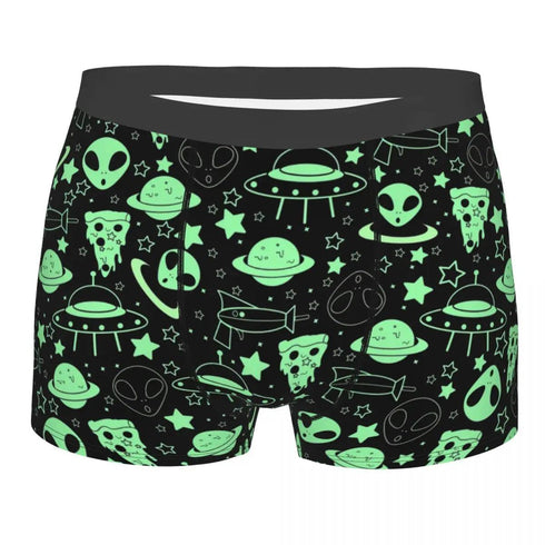 Green Alien UFO Moon Briefs