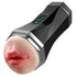 Black and silver electronic adult novelty device with a realistic silicone lips bulb, shown on a plain white background.