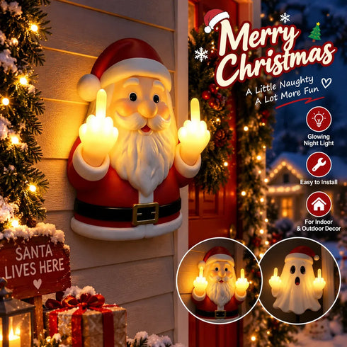 Santa Claus Middle Finger Christmas Night Light - MiamiTeenyWeenyBikini.Com