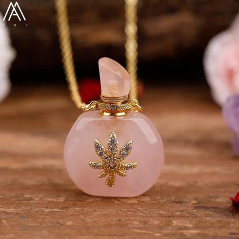 Natural Roses Amethyst Crystal Perfume Pendant - MiamiTeenyWeenyBikini.Com