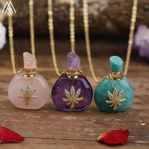 Natural Roses Amethyst Crystal Perfume Pendant - MiamiTeenyWeenyBikini.Com