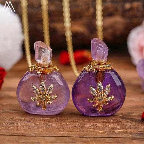 Natural Roses Amethyst Crystal Perfume Pendant - MiamiTeenyWeenyBikini.Com