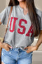 USA Notched Short Sleeve T-Shirt - MiamiTeenyWeenyBikini.Com