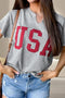 USA Notched Short Sleeve T-Shirt - MiamiTeenyWeenyBikini.Com