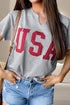 USA Notched Short Sleeve T-Shirt - MiamiTeenyWeenyBikini.Com