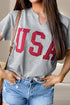 USA Notched Short Sleeve T-Shirt - MiamiTeenyWeenyBikini.Com