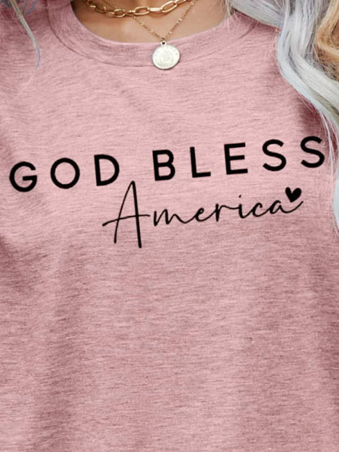 GOD BLESS AMERICA Graphic Short Sleeve Tee - MiamiTeenyWeenyBikini.Com