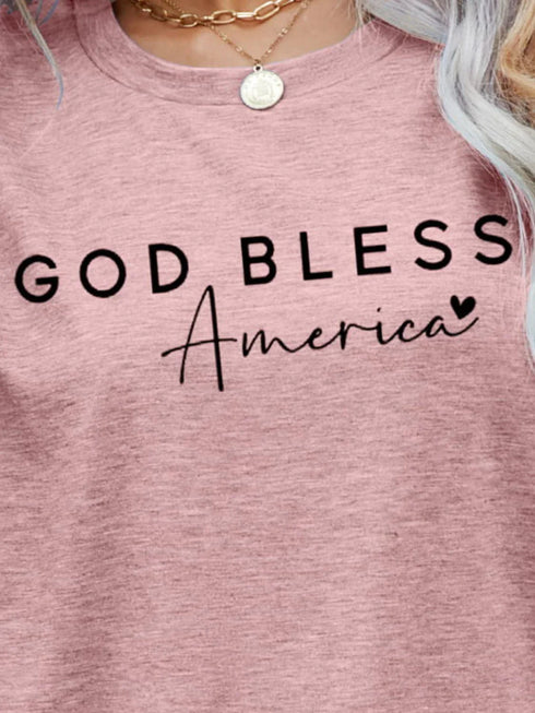 GOD BLESS AMERICA Graphic Short Sleeve Tee - MiamiTeenyWeenyBikini.Com