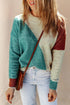 Color Block Round Neck Dropped Shoulder Pullover Sweater - MiamiTeenyWeenyBikini.Com