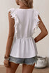 Embroidered Pom-Pom Trim Cap Sleeve Babydoll Top - MiamiTeenyWeenyBikini.Com