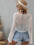 Openwork Flare Sleeve Cropped Cover Up - MiamiTeenyWeenyBikini.Com