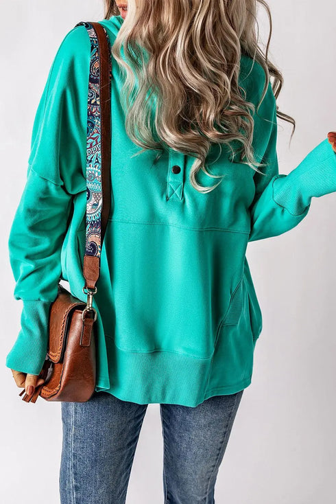 Quarter-Snap Dropped Shoulder Hoodie - MiamiTeenyWeenyBikini.Com