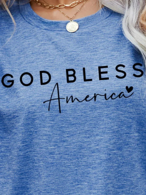 GOD BLESS AMERICA Graphic Short Sleeve Tee - MiamiTeenyWeenyBikini.Com