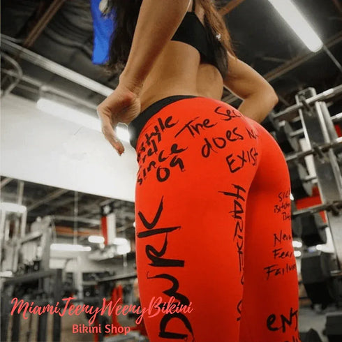 Printed Breathable Elastic Waist Leggings - MiamiTeenyWeenyBikini.Com