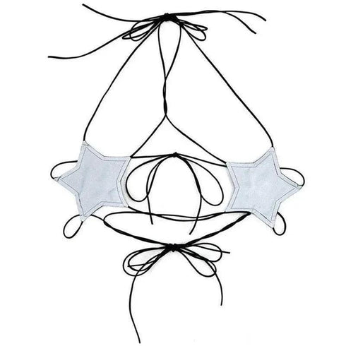 Punk Leather Black Star Bra Bustier - MiamiTeenyWeenyBikini.Com