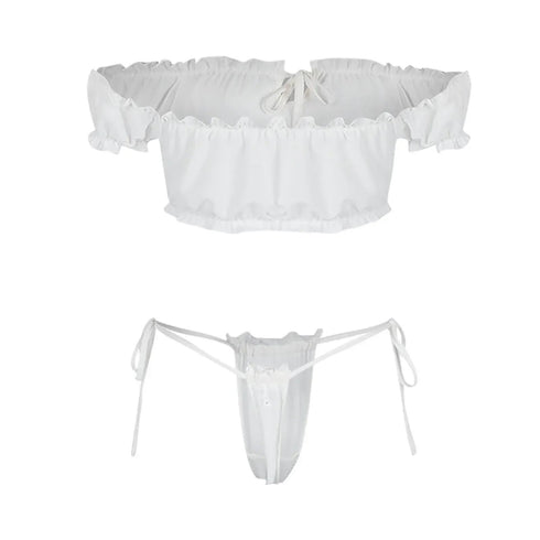 Gauze Lingerie Thong Bikini Set - MiamiTeenyWeenyBikini.Com