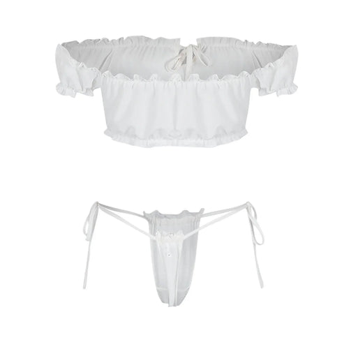 Gauze Lingerie Thong Bikini Set - MiamiTeenyWeenyBikini.Com