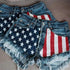 American Flag Print Denim Shorts - MiamiTeenyWeenyBikini.Com