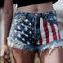 American Flag Print Denim Shorts - MiamiTeenyWeenyBikini.Com