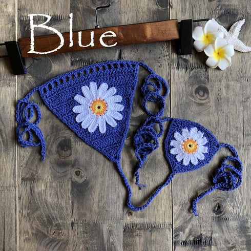 Handmade Crochet Flower Micro Bikini - Tops/ Bottoms