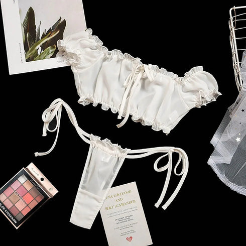 Gauze Lingerie Thong Bikini Set - MiamiTeenyWeenyBikini.Com