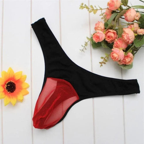 Men's Mesh Transparent Breathable Thong - MiamiTeenyWeenyBikini.Com