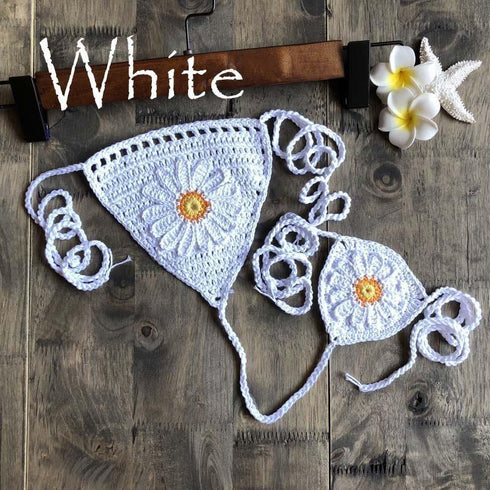 Handmade Crochet Flower Micro Bikini - Tops/ Bottoms