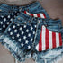 American Flag Print Denim Shorts - MiamiTeenyWeenyBikini.Com