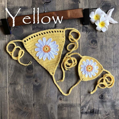 Handmade Crochet Flower Micro Bikini - MiamiTeenyWeenyBikini.Com