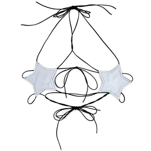 Punk Leather Black Star Bra Bustier