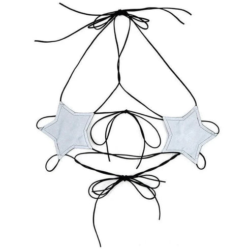Punk Leather Black Star Bra Bustier - MiamiTeenyWeenyBikini.Com