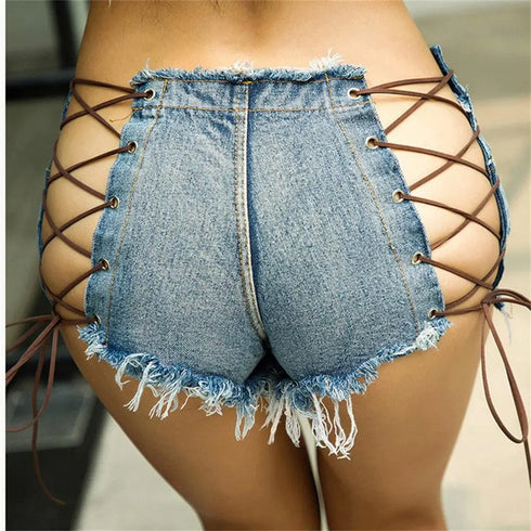 Pole Dance Denim Booty Shorts - MiamiTeenyWeenyBikini.Com