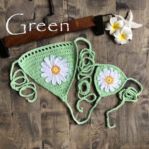 Handmade Crochet Flower Micro Bikini - Tops/ Bottoms