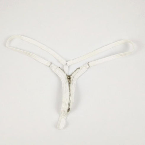 Zippered Tanga Open G String Bikini Bottom