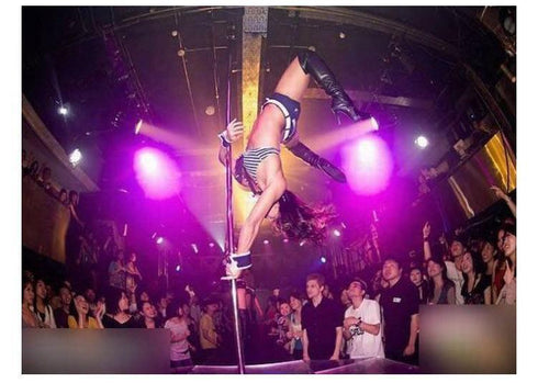 Blue Pole Dancing Crystal Micro Mini Jeans Shorts